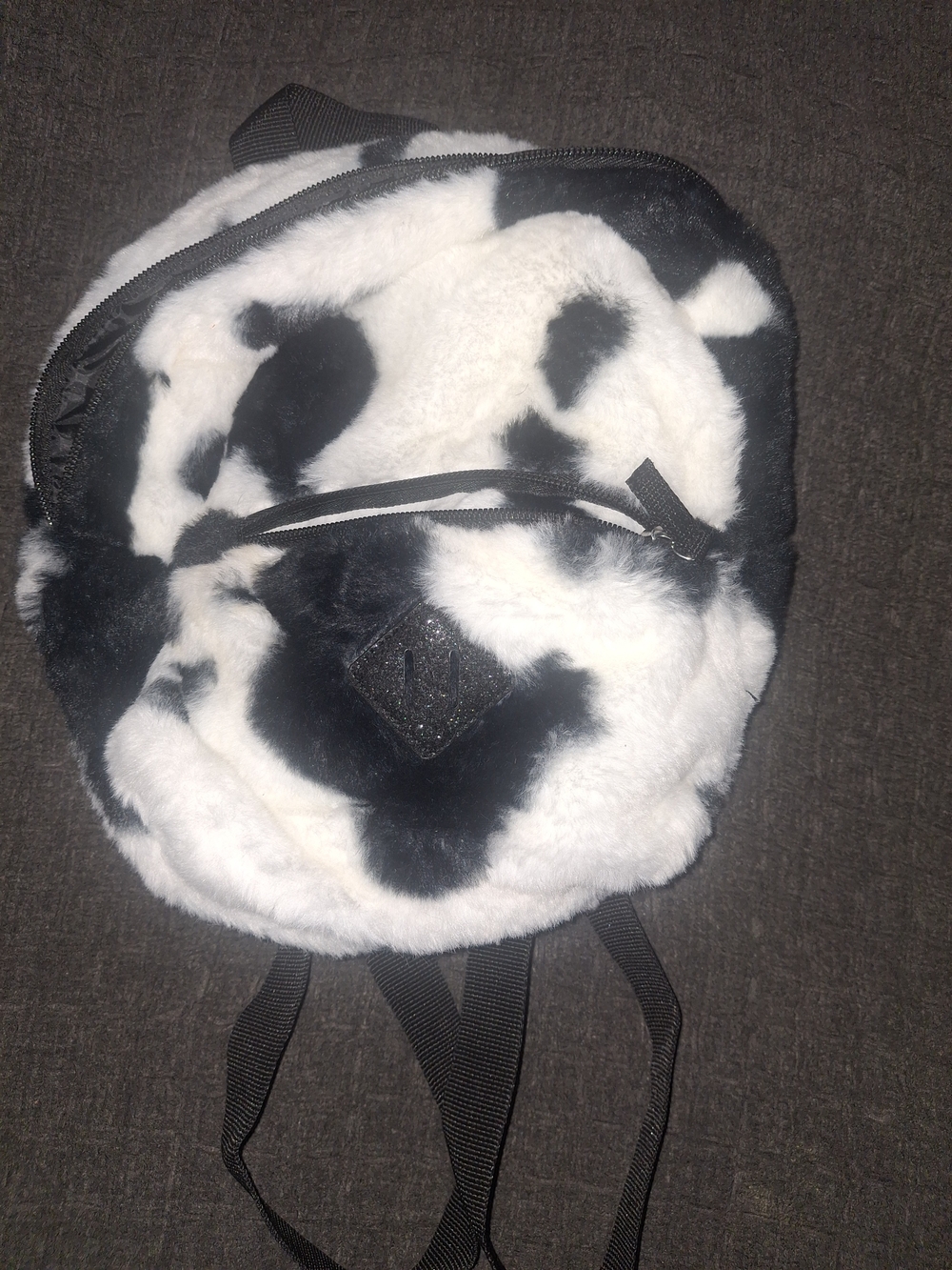 Kids Black & White Faux Fur Backpack